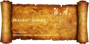 Wunder Árpád névjegykártya